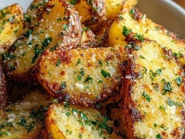 Air Fryer Baked Garlic Parmesan Potatoes