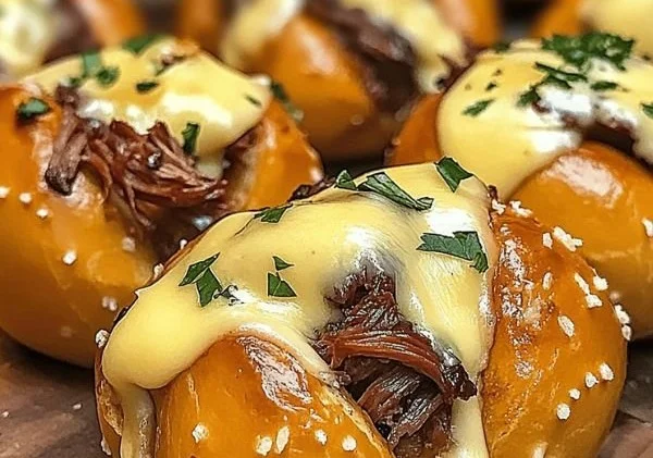 Brisket & Beer Cheese Pretzel Bombs: Game Day Perfection