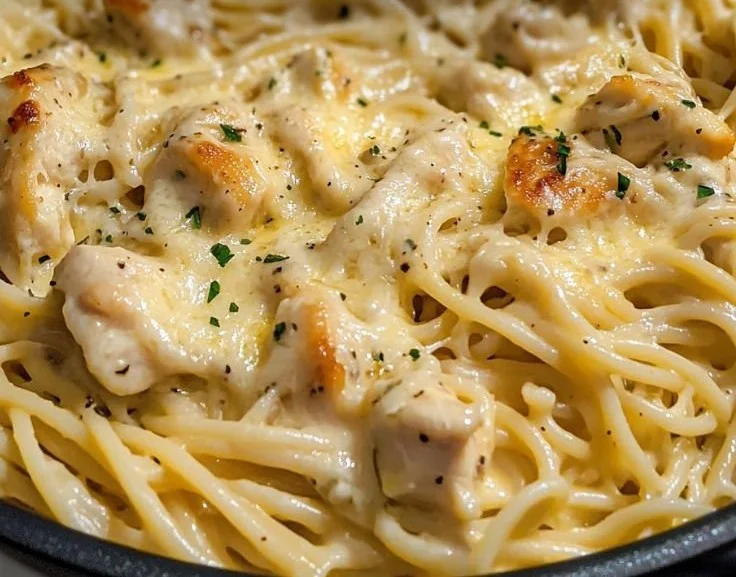 Cheesy Garlic Parmesan Chicken Spaghetti