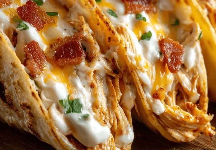 Creamy Cheddar Ranch Chicken Tacos