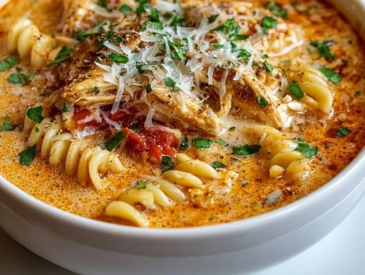 Crock Pot Creamy Chicken Parmesan Soup