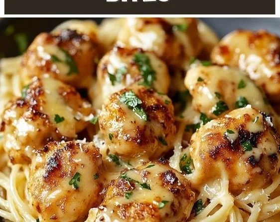 Garlic Butter Chicken Bites with Creamy Parmesan Pasta