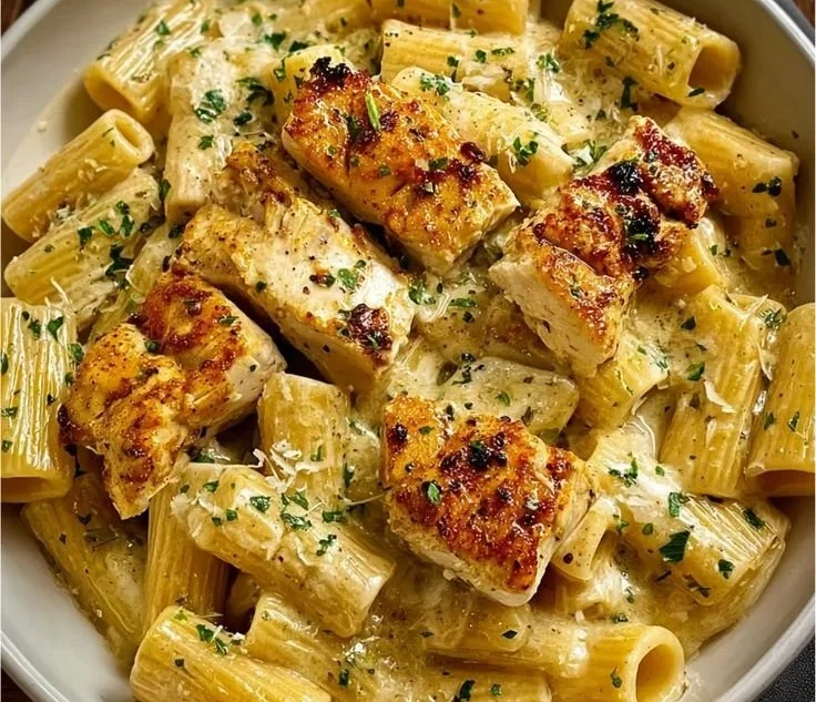 Garlic Parmesan Chicken Rigatoni - Easy Weeknight Dinner