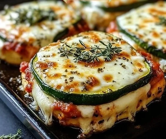 Layered Zucchini Ricotta Melts with Marinara